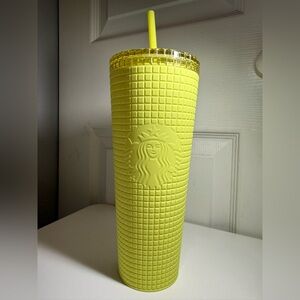 Starbucks Textured Yellow Tumbler with Straw